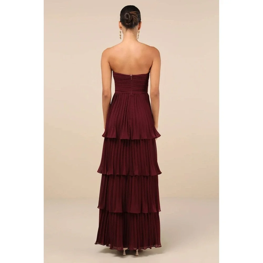 NWT Lulus Seriously Sensational Plum Purple Strapless Tiered Maxi Dress Large - Picture 2 of 8